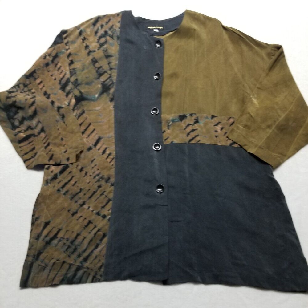 Melinda Phillips Medium Top Blouse Tunic Button Front Lagenlook Artsy BOHO